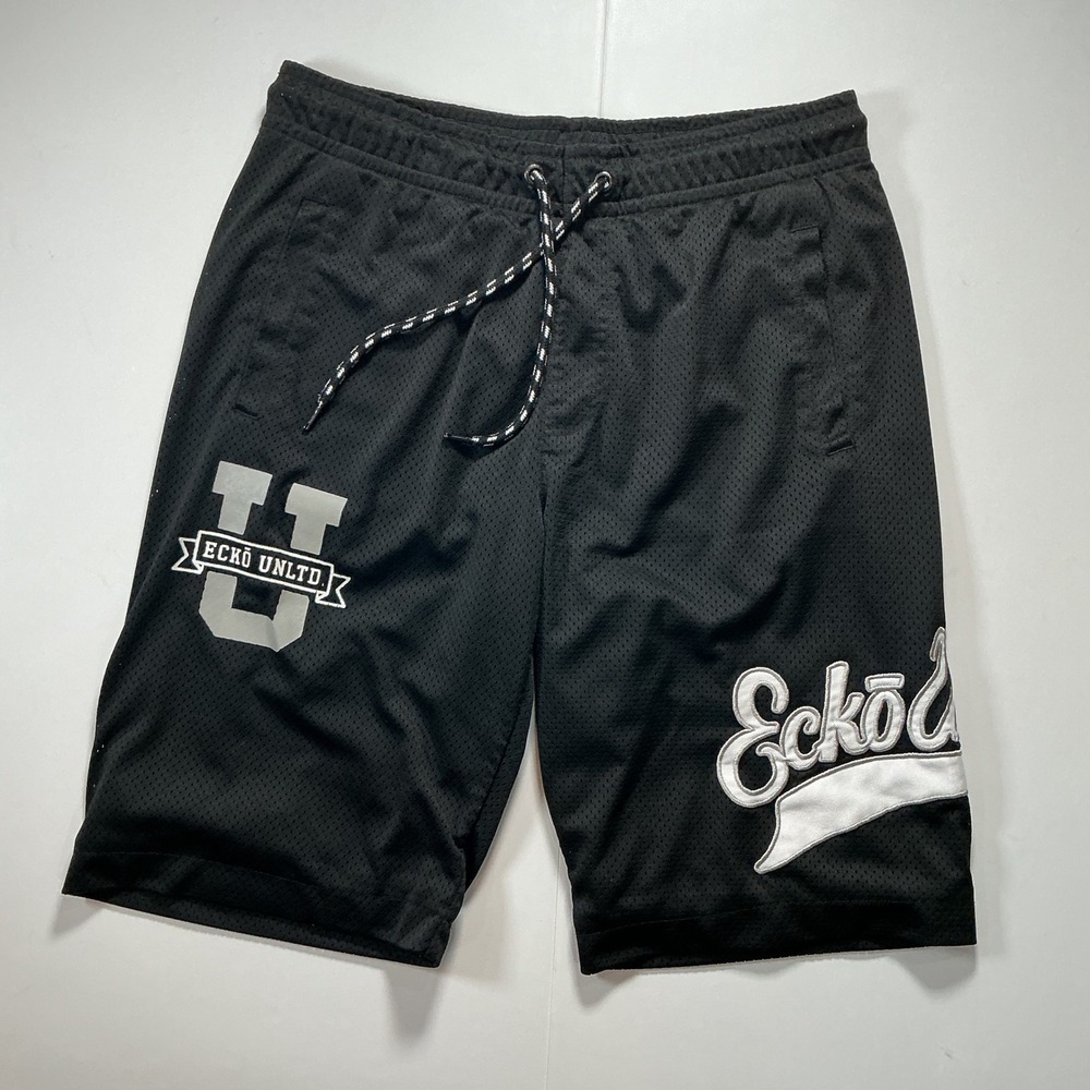 VTG Y2K Ecko Unltd Mesh Basketball Shorts‎ Heavy Black Streetwear Mens M